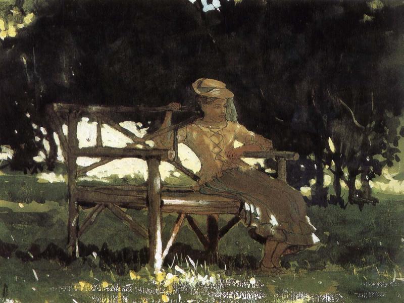 Winslow Homer Girls on the bench Germany oil painting art